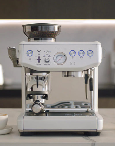 Breville - Barista Express Impress Semi-Automatic Combo Espresso Machine with Grinder Sea Salt White - BES876SST