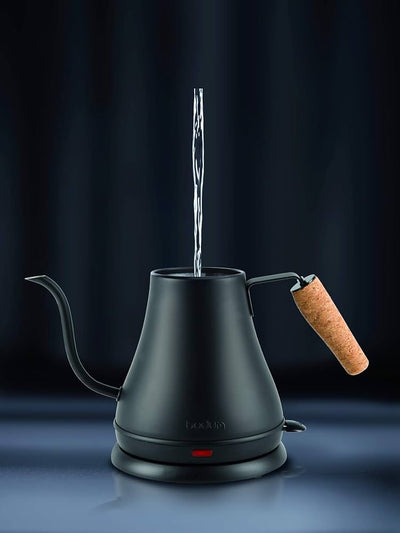 Bodum Melior Electric Gooseneck Water Kettle 0.8 L / 27 oz - Matte Black with Cork, 11883-259US