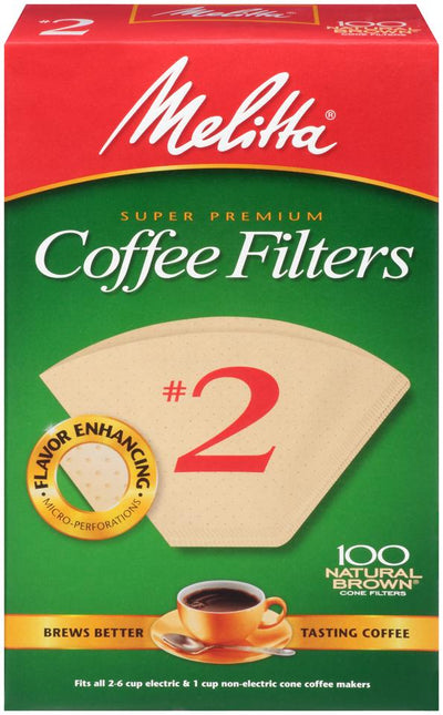 Melitta Cone Filters #2 Natural Brown 100 Pack