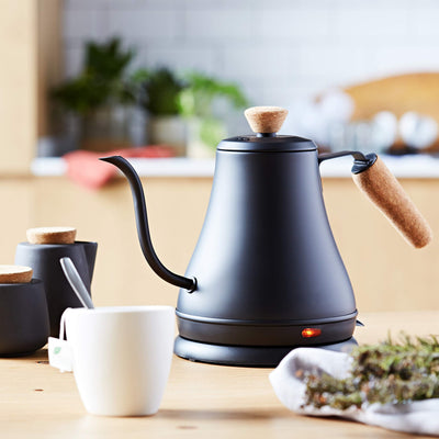 Bodum Melior Electric Gooseneck Water Kettle 0.8 L / 27 oz - Matte Black with Cork, 11883-259US