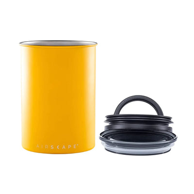 Planetary Design AirScape Classic Stainless Steel 64oz Coffee Canister 7" - Matte Yellow with Smoke Lid - AS2507