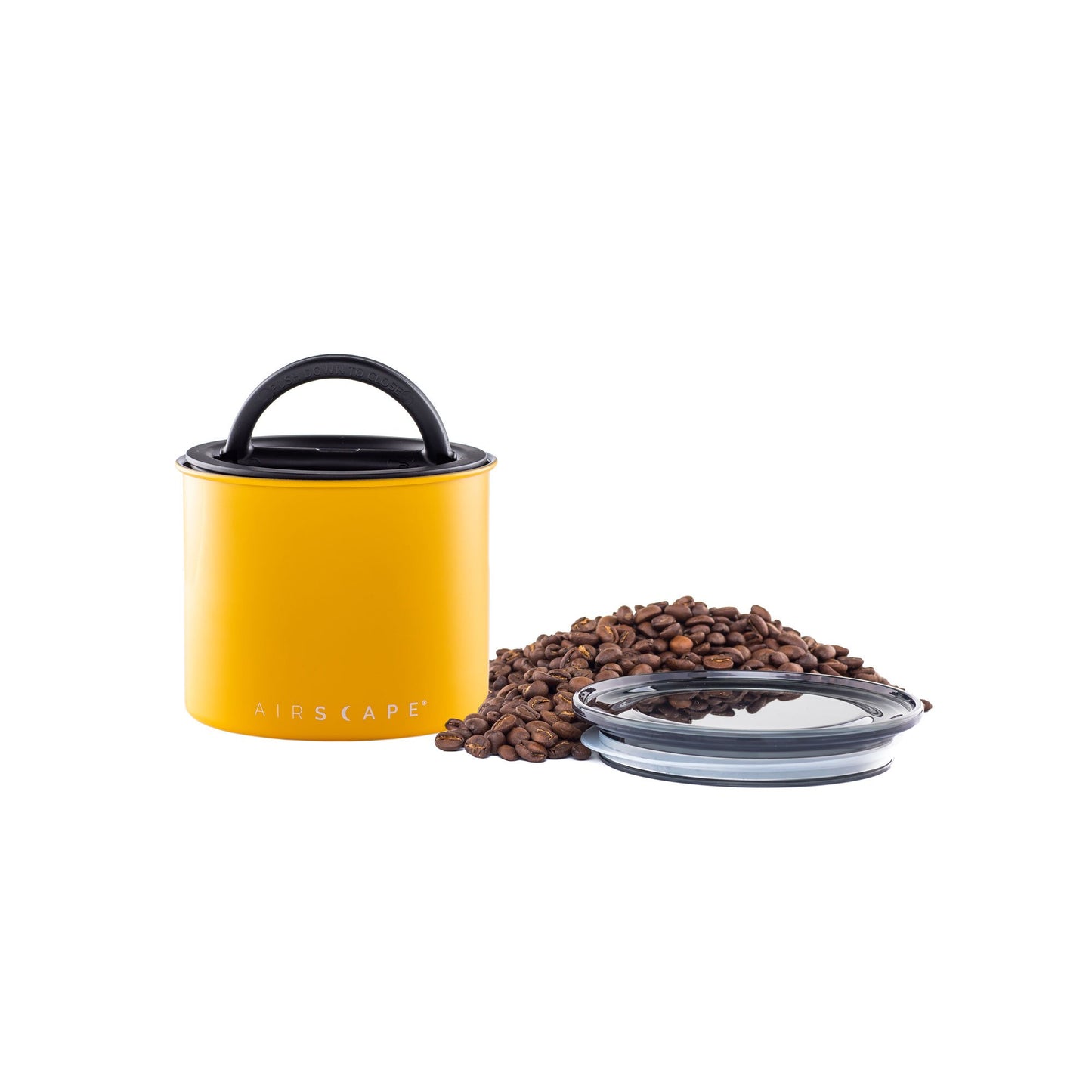 Planetary Design AirScape Classic Stainless Steel 32oz Coffee Canister 4" - Matte Yellow with Smoke Lid AS2504