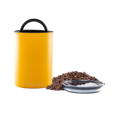 Planetary Design AirScape Classic Stainless Steel 64oz Coffee Canister 7" - Matte Yellow with Smoke Lid - AS2507