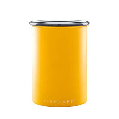Planetary Design AirScape Classic Stainless Steel 64oz Coffee Canister 7" - Matte Yellow with Smoke Lid - AS2507