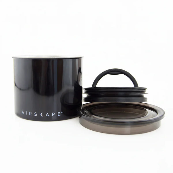 Planetary Design AirScape Classic Stainless Steel 32oz Coffee Canister 4" - Obsidian Black with Clear Lid- AS0204