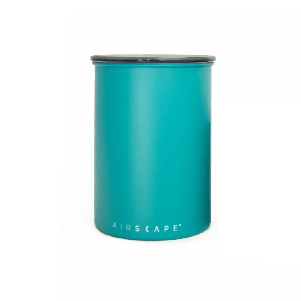 Planetary Design AirScape Stainless Steel 64oz Coffee Canister 7" - Matte Turquoise with Smoke Lid - AS06M07