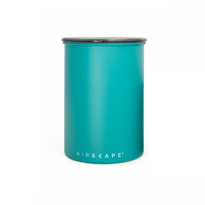 Planetary Design AirScape Stainless Steel 64oz Coffee Canister 7" - Matte Turquoise with Smoke Lid - AS06M07