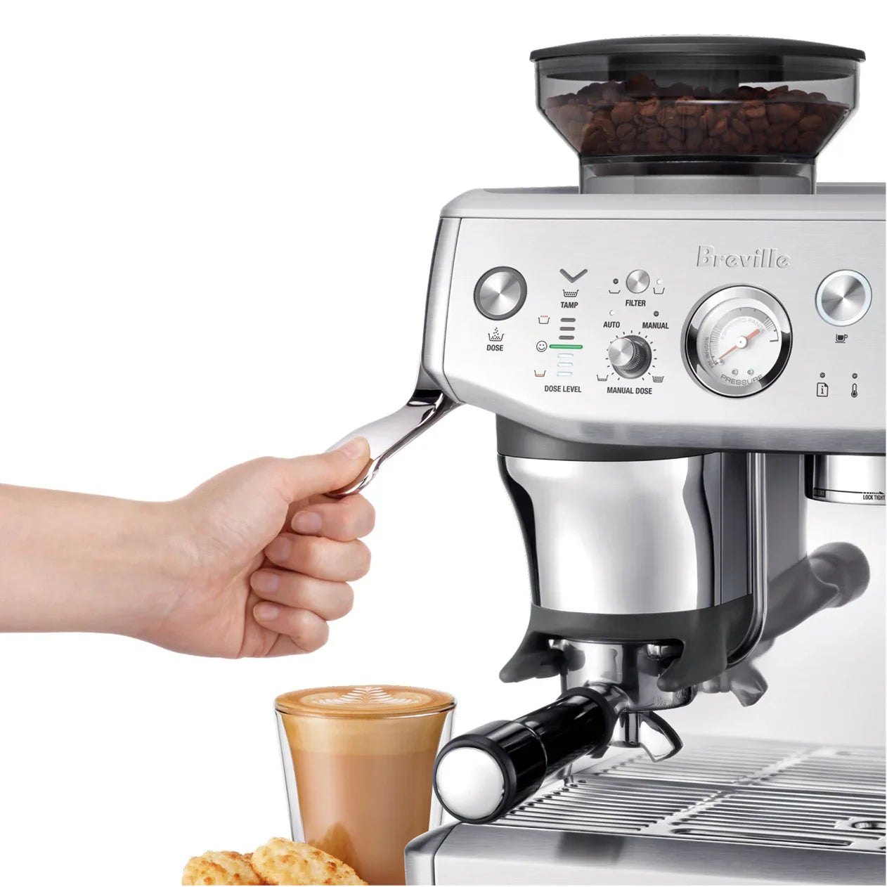 Breville - Barista Express Impress Semi-Automatic Combo Espresso Machine with Grinder - BES876BSS