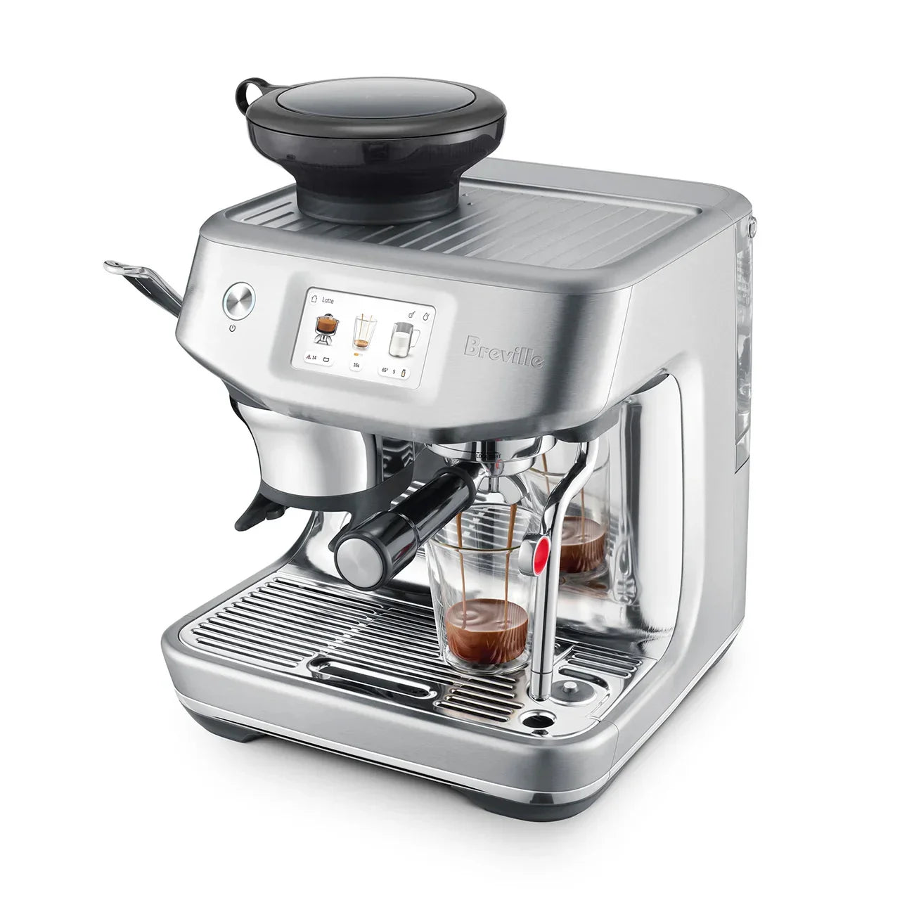 Breville - Barista Touch Impress Semi-Automatic Combo Espresso Machine with Grinder - Brushed Stainless Steel - BES881BSS