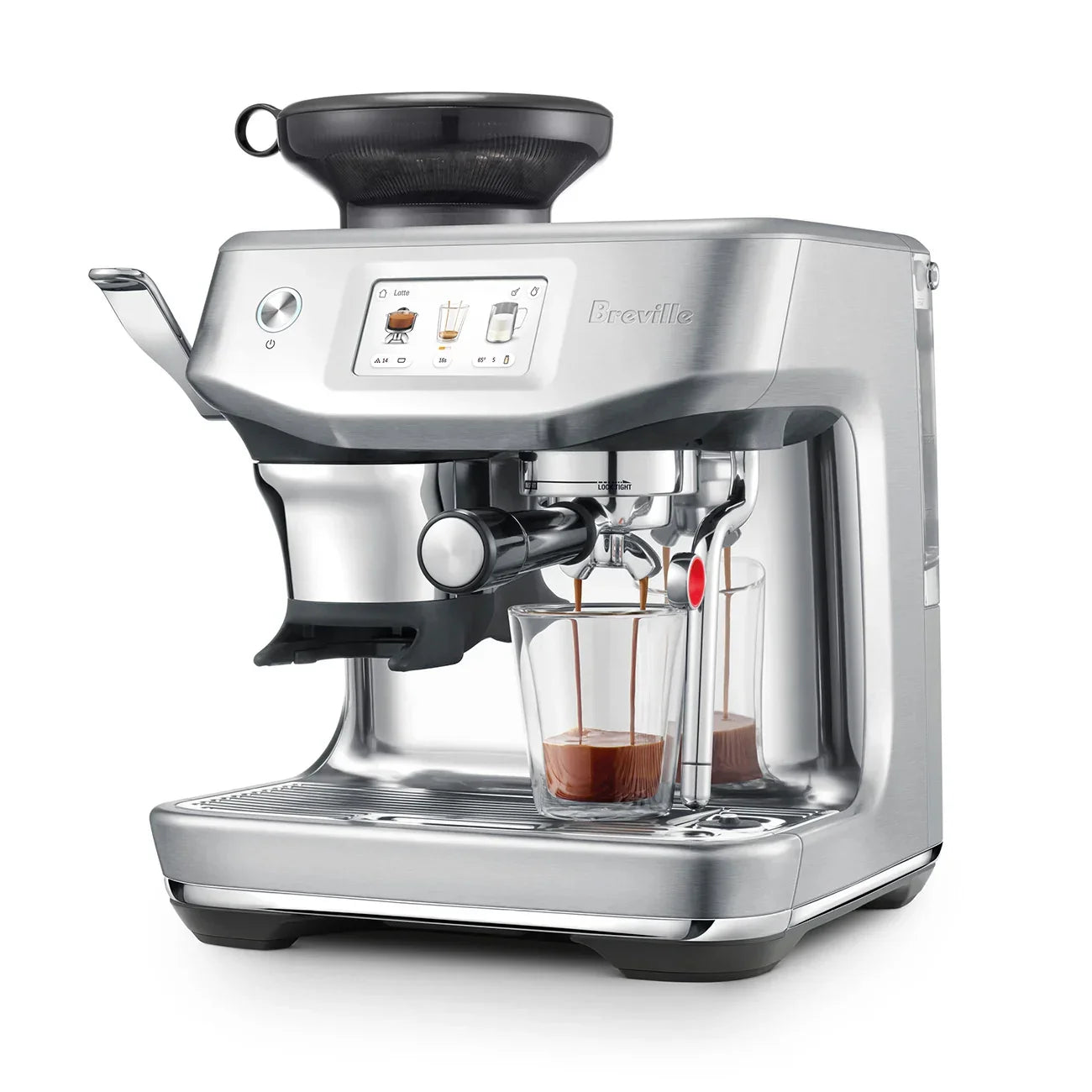 Breville - Barista Touch Impress Semi-Automatic Combo Espresso Machine with Grinder - Brushed Stainless Steel - BES881BSS