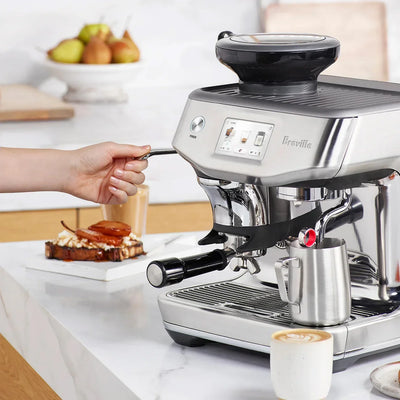 Breville - Barista Touch Impress Semi-Automatic Combo Espresso Machine with Grinder - Brushed Stainless Steel - BES881BSS