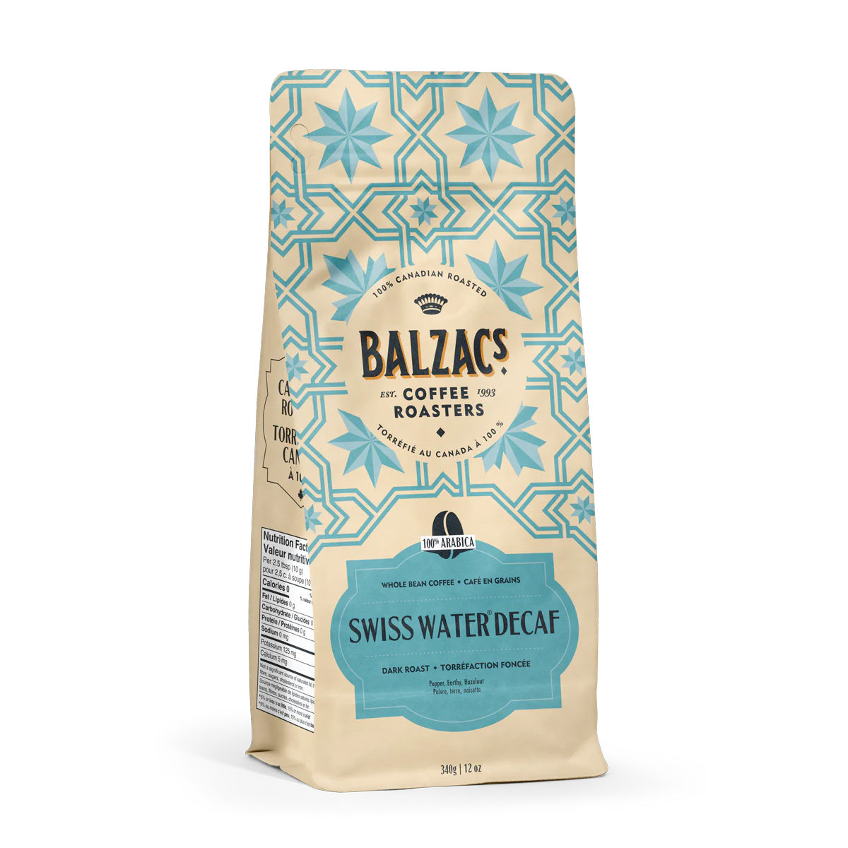 Balzac's Coffee Roasters Swiss Water Decaf Blend Beans - 12 oz (EXP APRIL 12/2025)