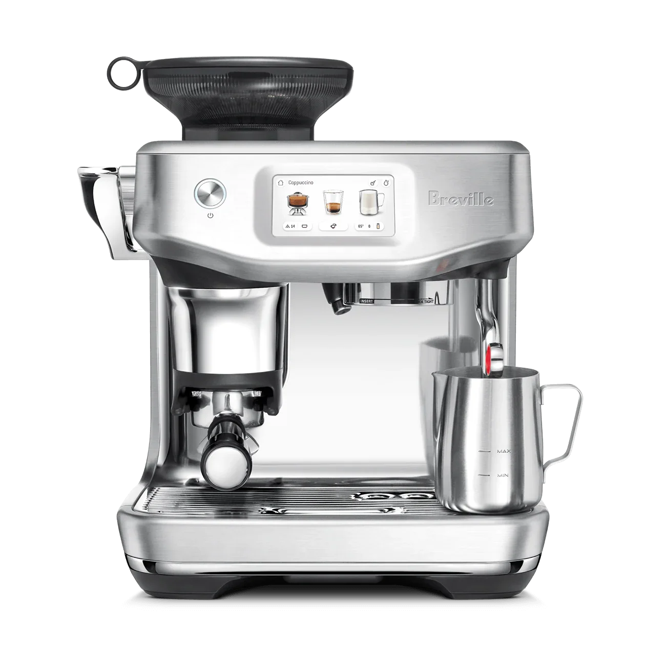 Breville - Barista Touch Impress Semi-Automatic Combo Espresso Machine with Grinder - Brushed Stainless Steel - BES881BSS