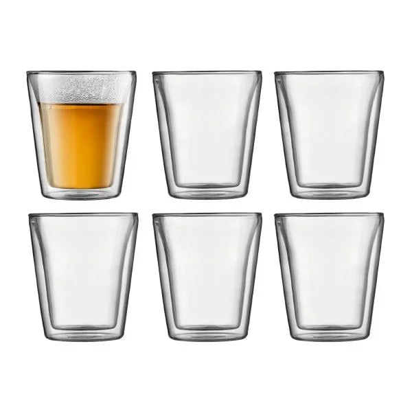 Bodum Canteen Double Wall Glasses Set of 6 - Medium 0.2L / 6.5oz