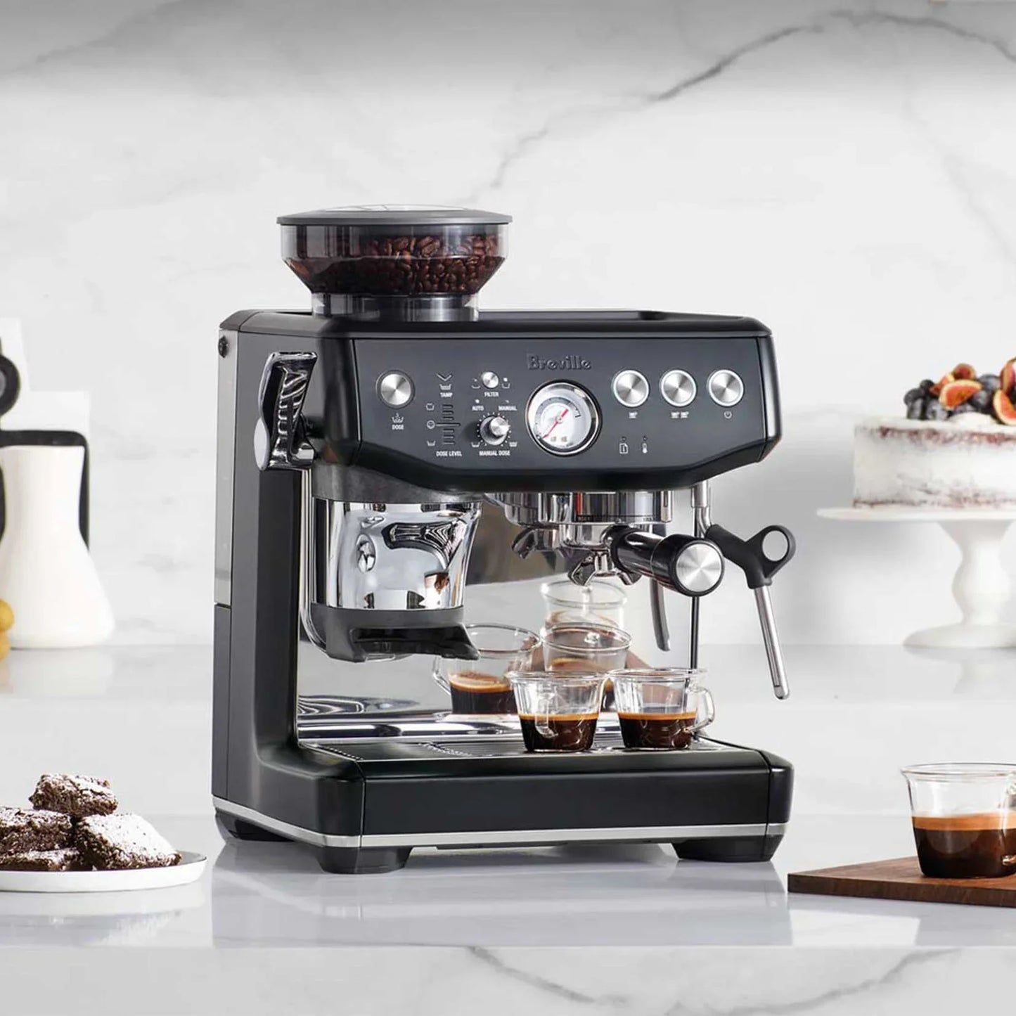 Breville - Barista Express Impress Semi-Automatic Combo Espresso Machine with Grinder Black Truffle - BES876BTR
