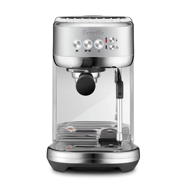 Stainless steel espresso machine with Breville branding on the front
