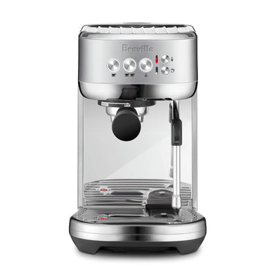 Stainless steel espresso machine with Breville branding on the front