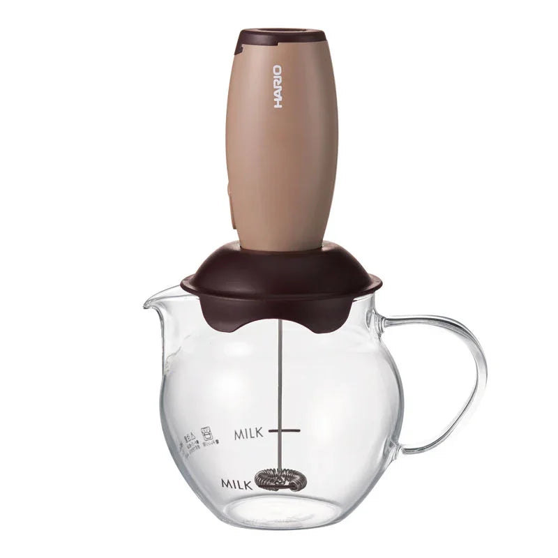Hario Creamer "Qto" Brown Frother with Glass Base CQT-45BR