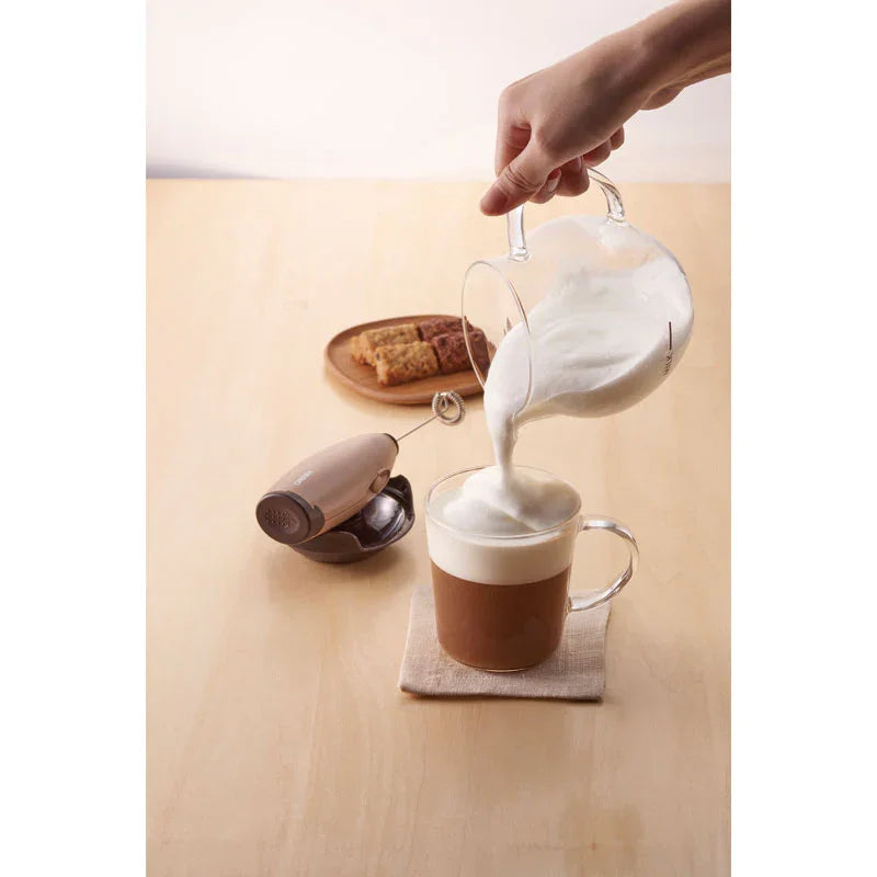 Hario Creamer "Qto" Brown Frother with Glass Base CQT-45BR