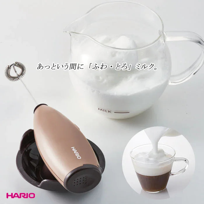 Hario Creamer "Qto" Brown Frother with Glass Base CQT-45BR