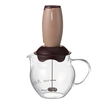 Hario Creamer "Qto" Brown Frother with Glass Base CQT-45BR
