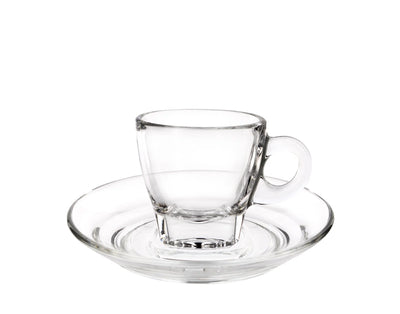 Cuisivin Caffe Espresso 2.5oz Glass Cups and Saucers Set of 2