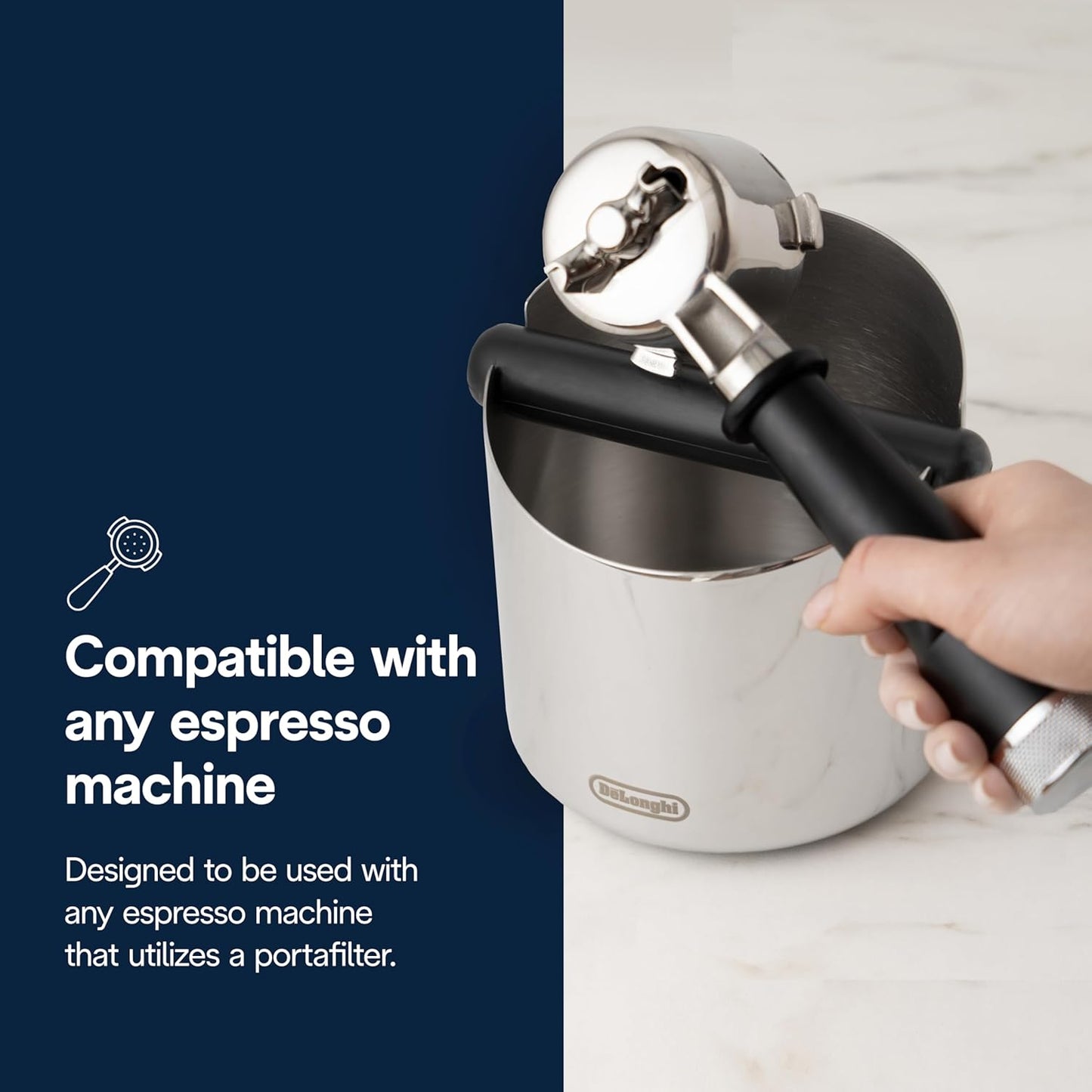 Delonghi Coffee Large Easy Clean Knock Box Stainless Steel - DLSC072