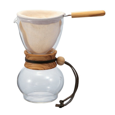 Hario Drip Pot with Olive Wood Neck 3-4 Cup - DPW-3-OV (OPEN BOX - IN STORE PURCHASE ONLY - DISPLAY MODEL)
