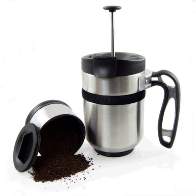 Planetary Design Double Shot Travel Press with Bru-Stop 16 fl. oz. - Brushed Steel - DS0116