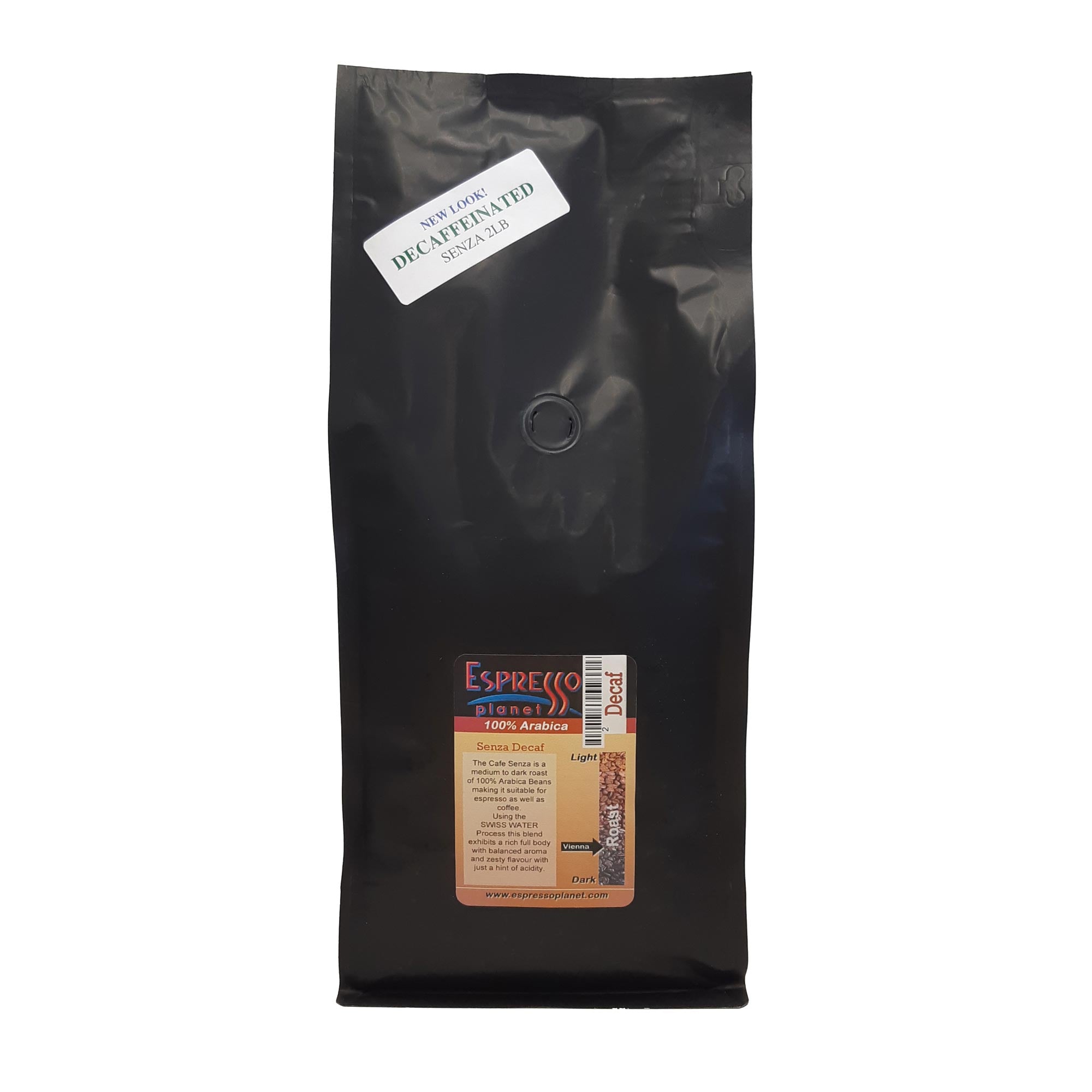 Espresso Planet Decaf Blend - Cafe Senza Decaffeinated Beans 2 lb Bag