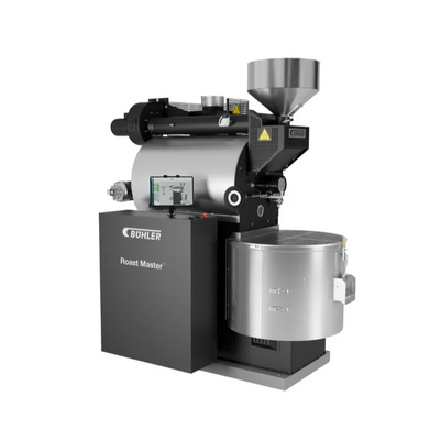 Buhler Roast Master coffee roasting machine on a white background