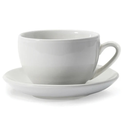 Danesco Jumbo LatteCup & Saucer, 18oz / 530mL, SET OF 2, #17 WH, White, Porcelain. Dishwasher safe