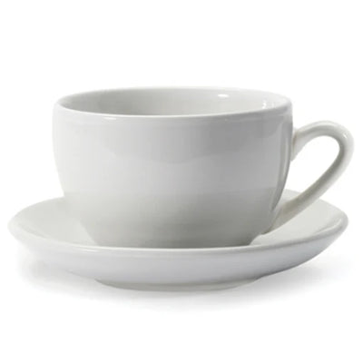 Danesco Jumbo LatteCup & Saucer, 18oz / 530mL, SET OF 2, #17 WH, White, Porcelain. Dishwasher safe