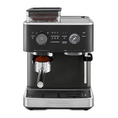 KitchenAid - Semi Automatic Espresso Machine with Burr Grinder Cast Iron Black - KES6551BK