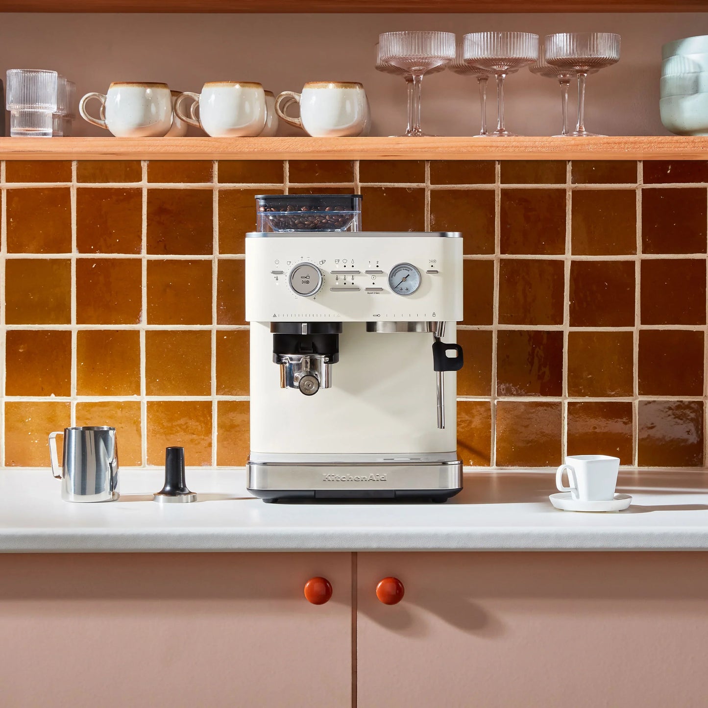 KitchenAid - Semi Automatic Espresso Machine with Burr Grinder Juniper Green - KES6551JP