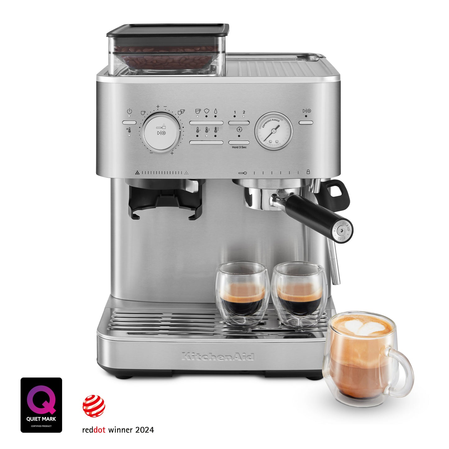 KitchenAid - Semi Automatic Espresso Machine with Burr Grinder Stainless Steel - KES6551SX