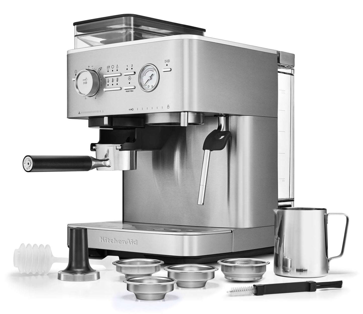 KitchenAid - Semi Automatic Espresso Machine with Burr Grinder Stainless Steel - KES6551SX
