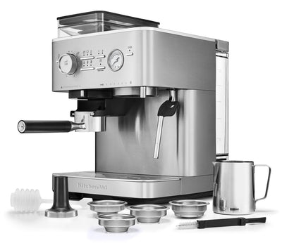 KitchenAid - Semi Automatic Espresso Machine with Burr Grinder Stainless Steel - KES6551SX
