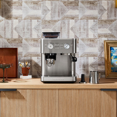 KitchenAid - Semi Automatic Espresso Machine with Burr Grinder Stainless Steel - KES6551SX