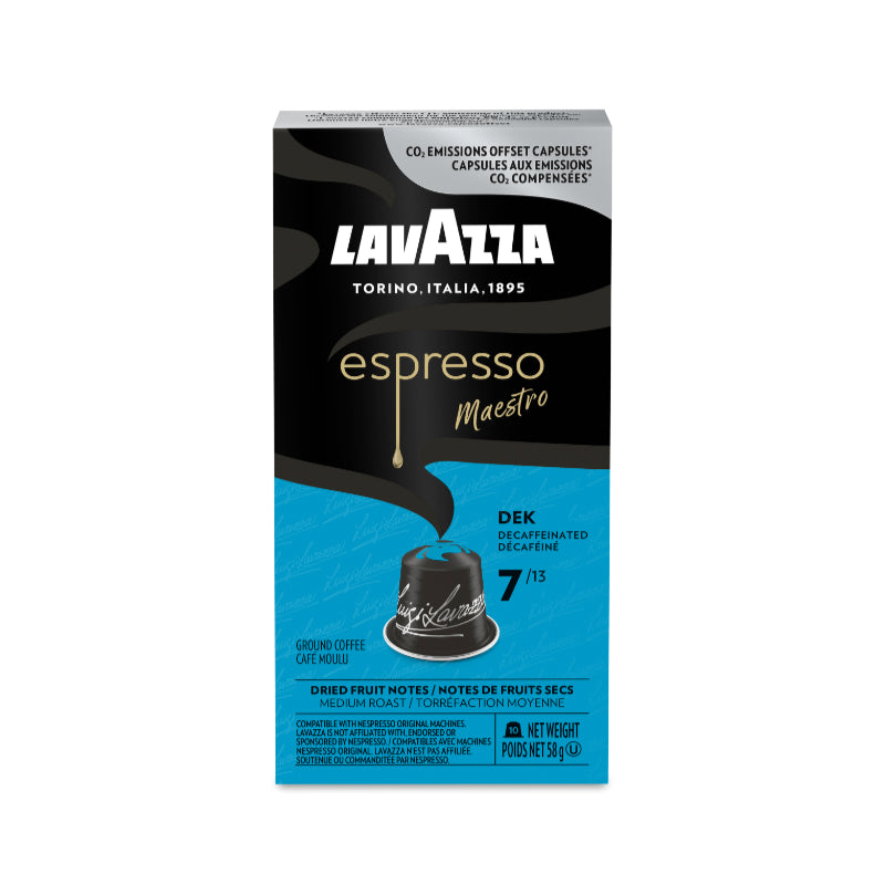 Lavazza Nespresso Compatible Aluminum Capsule - DEK Decaffeinated Box of 10 (EXP FEB/2025)