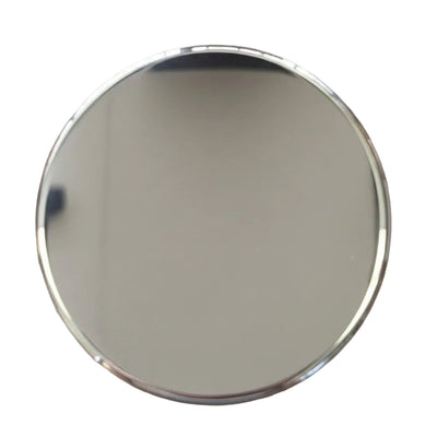 Round chrome hopper lid on a white background