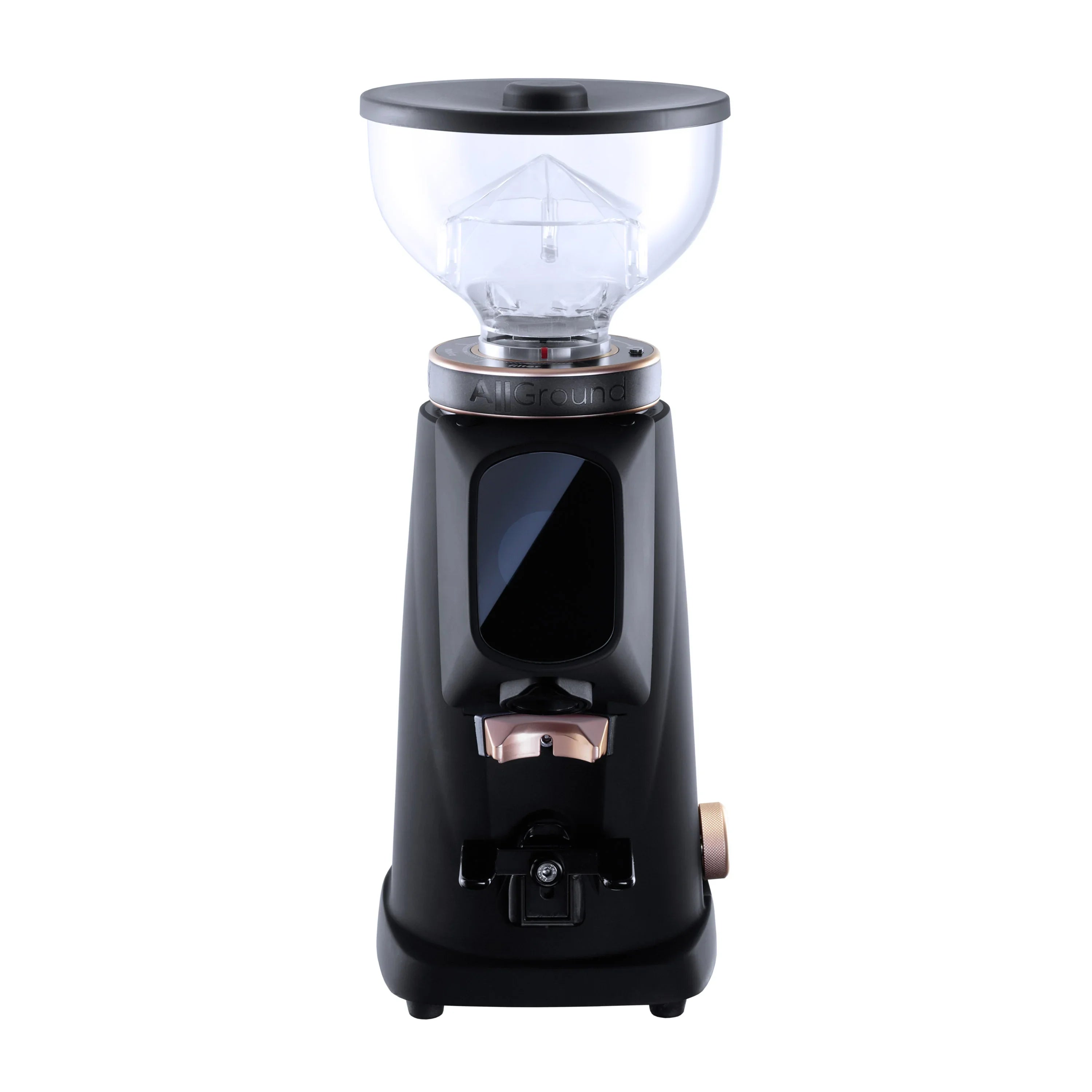 Fiorenzato AllGround Grinder - Matt Deep Black and Rose Gold with Short Hopper