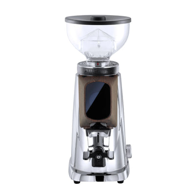 Fiorenzato AllGround Grinder - Chrome Plated and Dark Oak with Short Hopper