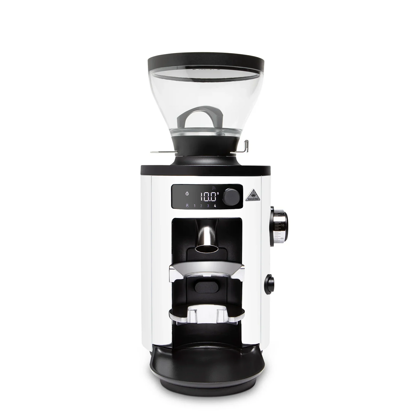 Coffee grinder with digital display on a white background