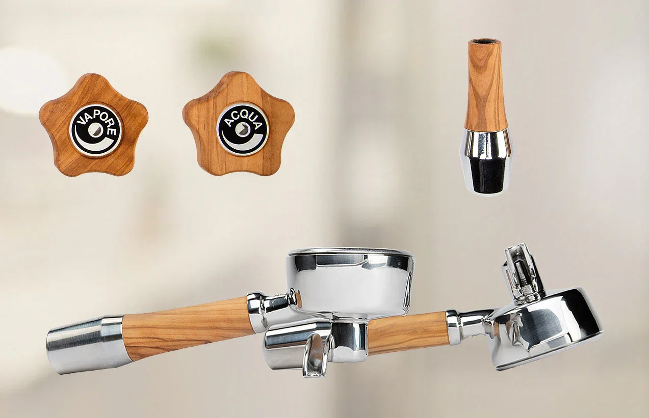 ECM Olive Wood Handle Set with ECM Logo - 89488