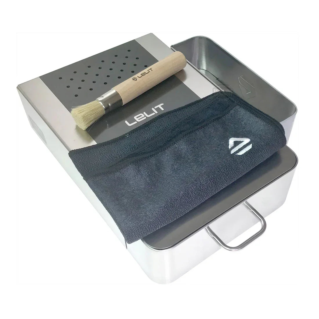 LELIT Stainless Steel Knock Box Drawer with Cleaning Cloth & Brush - LEPLA360M