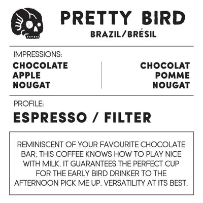 Back Road Coffee Pretty Bird Espresso or Filter Blend Dark Roasted Whole Beans 300g