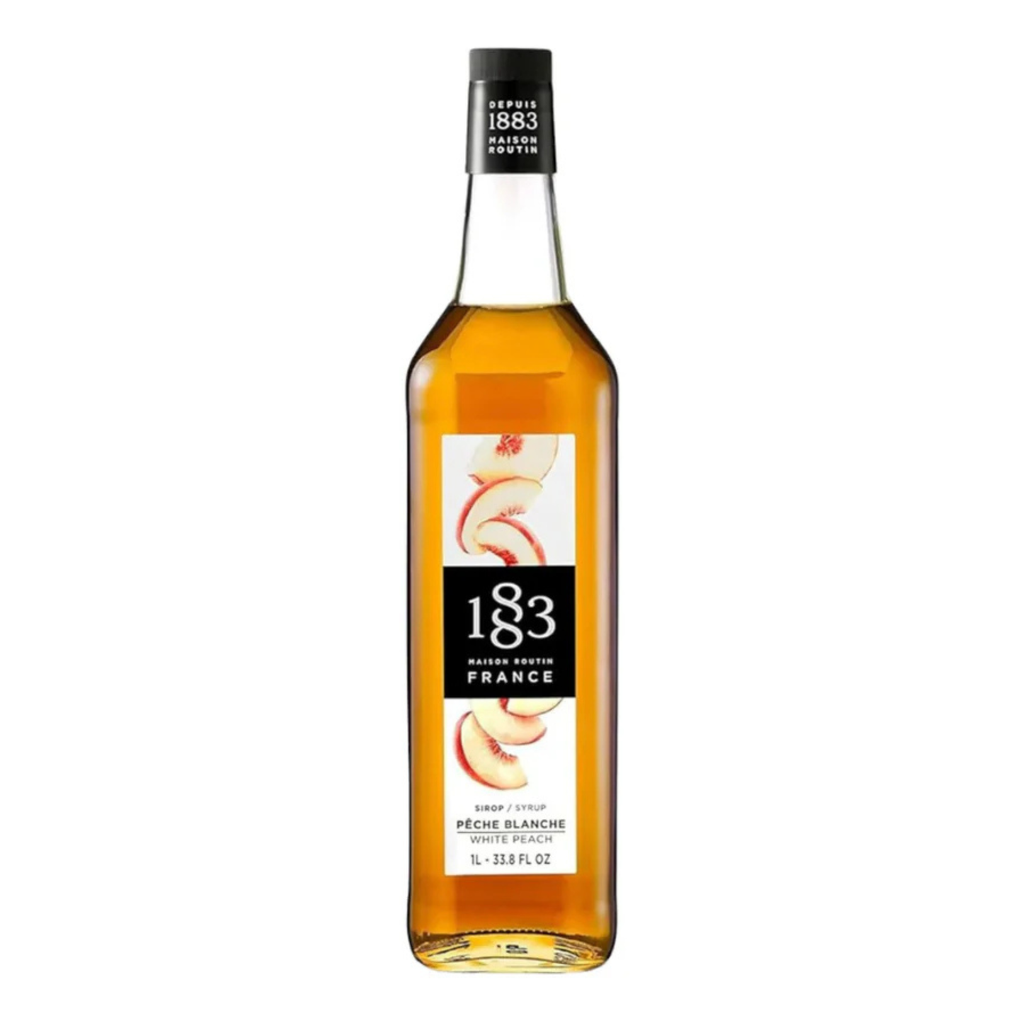 1883 White Peach Syrup 1L Glass Bottle