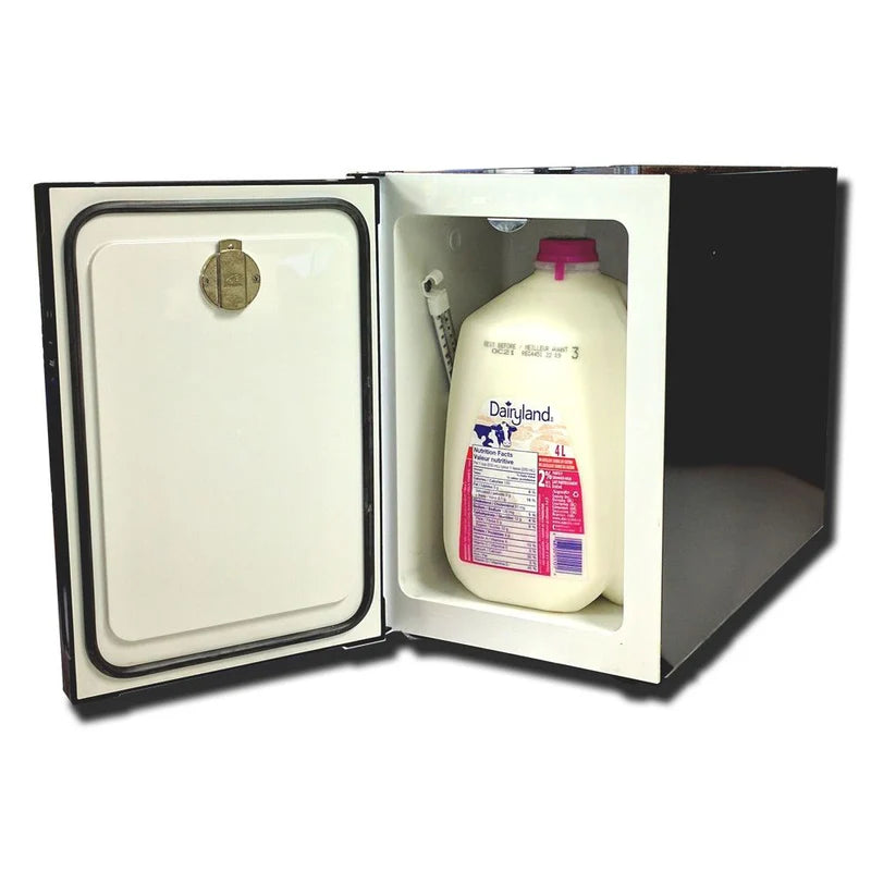 Milk fridge, with stainless steel door and black exterior
