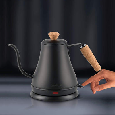 Bodum Melior Electric Gooseneck Water Kettle 0.8 L / 27 oz - Matte Black with Cork, 11883-259US